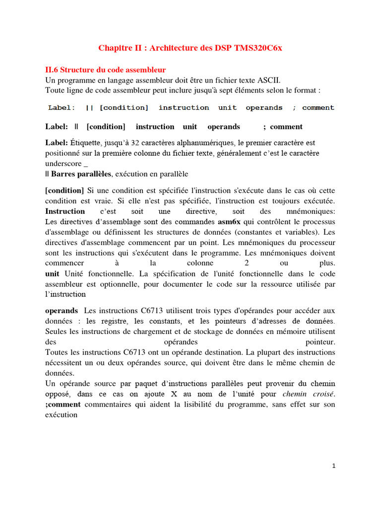 Structure du code assembleur DSP TMS320C6x | PDF | Assembleur | Génie ...