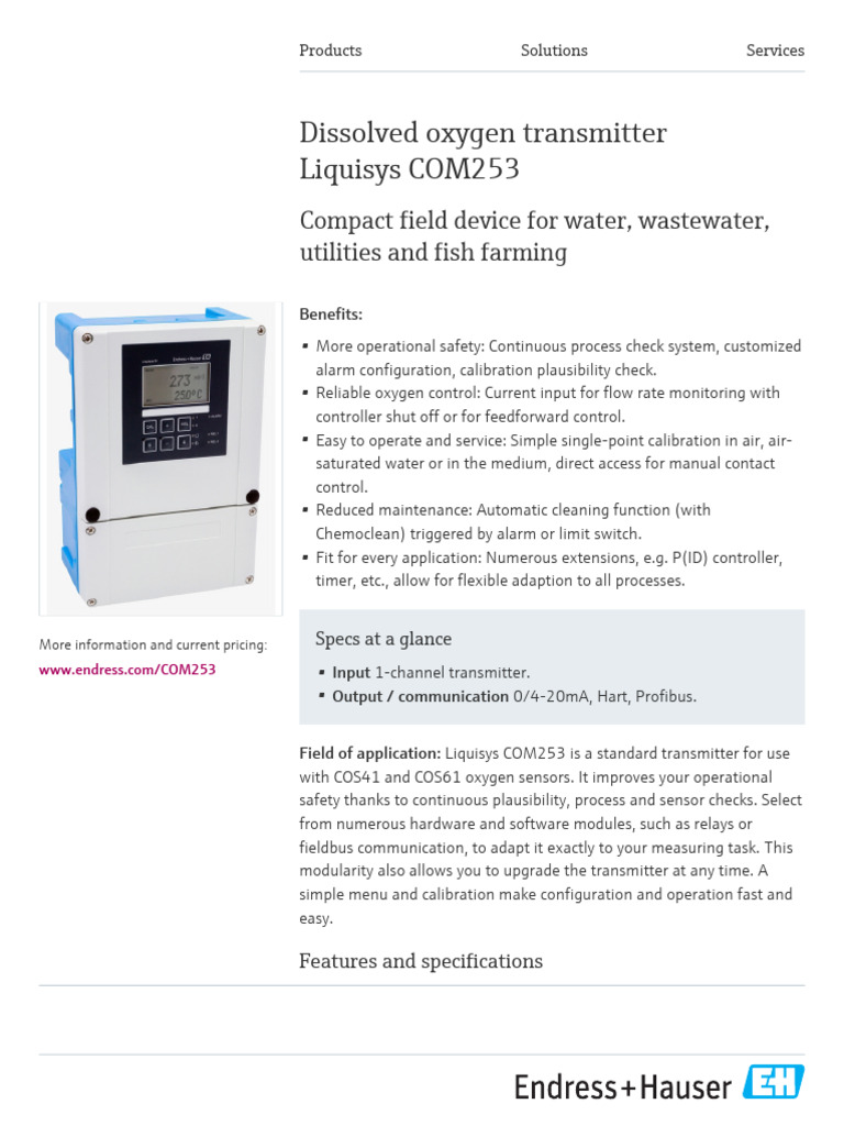Endress-Hauser Liquisys M COM253 En | PDF | Calibration | Sensor