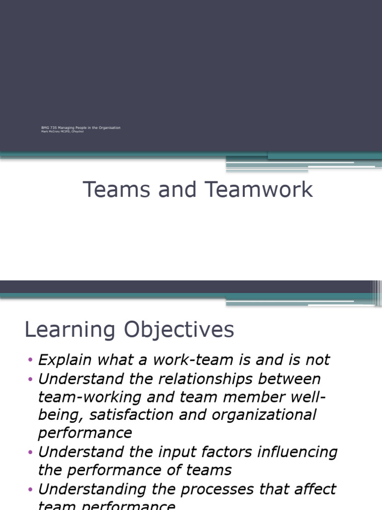 Teamwork Learning Objectives for Class 5 | PDF | Interpersonal ...