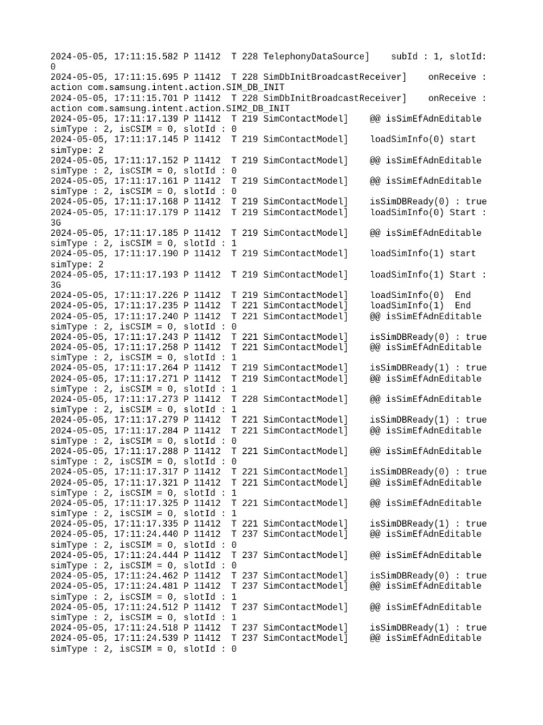 SIM Database Initialization Logs | PDF