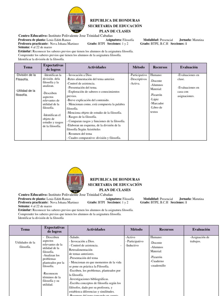 Planificación de Clases | PDF | Evaluación