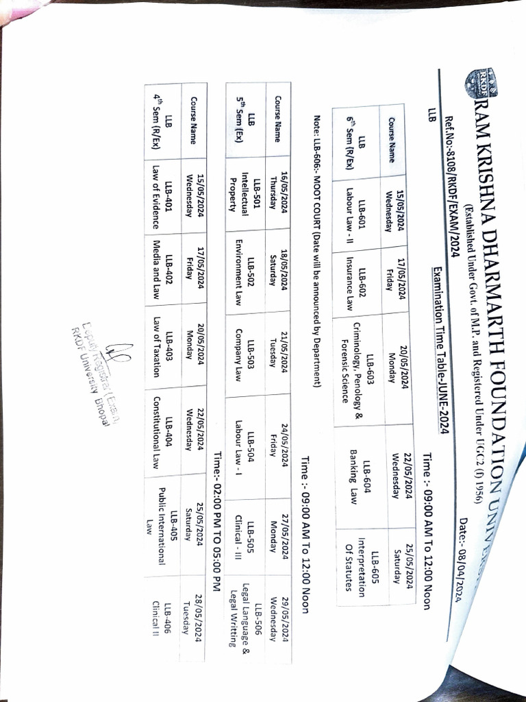 LLB Timetable | PDF