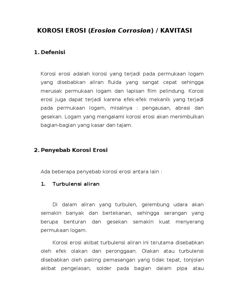 Pengertian dan Penyebab Korosi Erosi | PDF