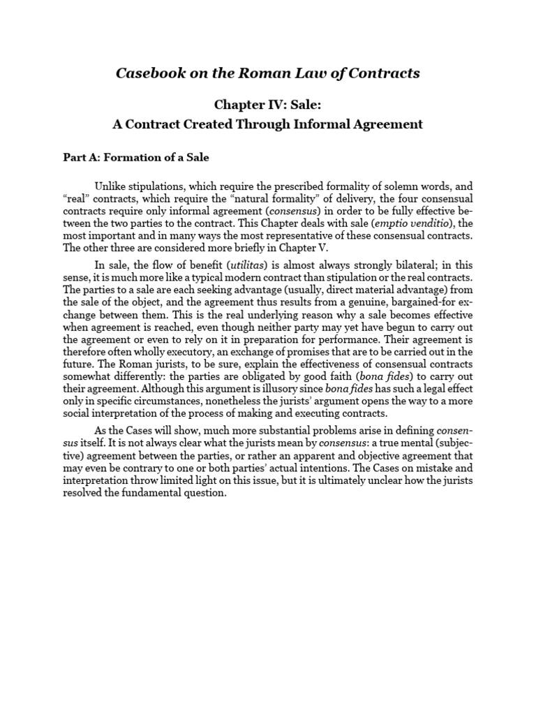 Frier - 007 Chapter 4 Casebook On The Roman Law of Contracts | PDF ...