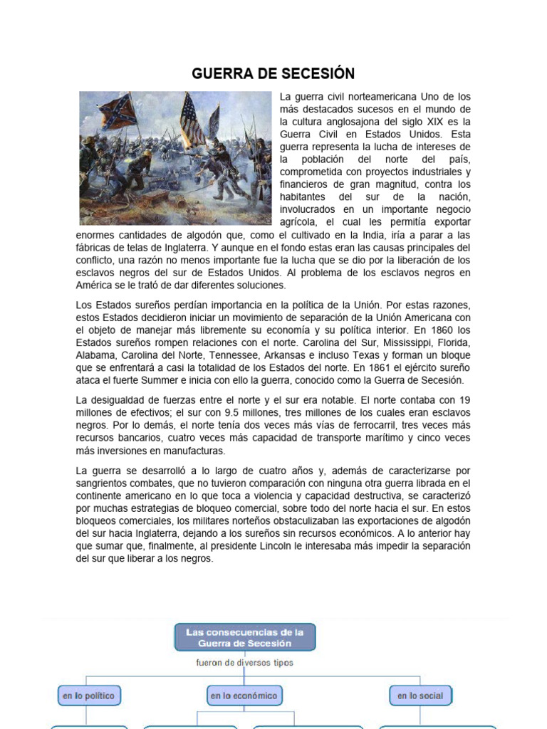 Guerra de Secesión: Causas y Conflicto | PDF | Guerra civil americana ...