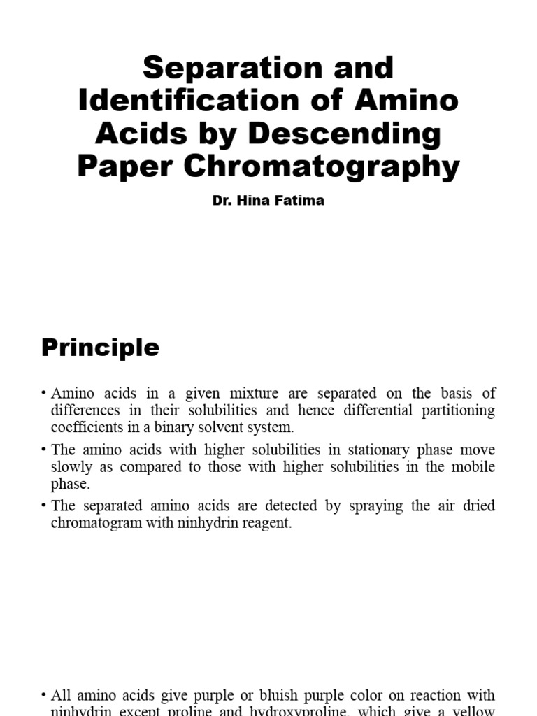 Separation and Identification of Amino Acids by Descending | PDF ...