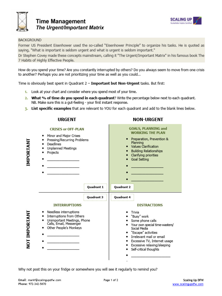 The Urgent: Important Matrix | PDF | Time Management | Professional Skills