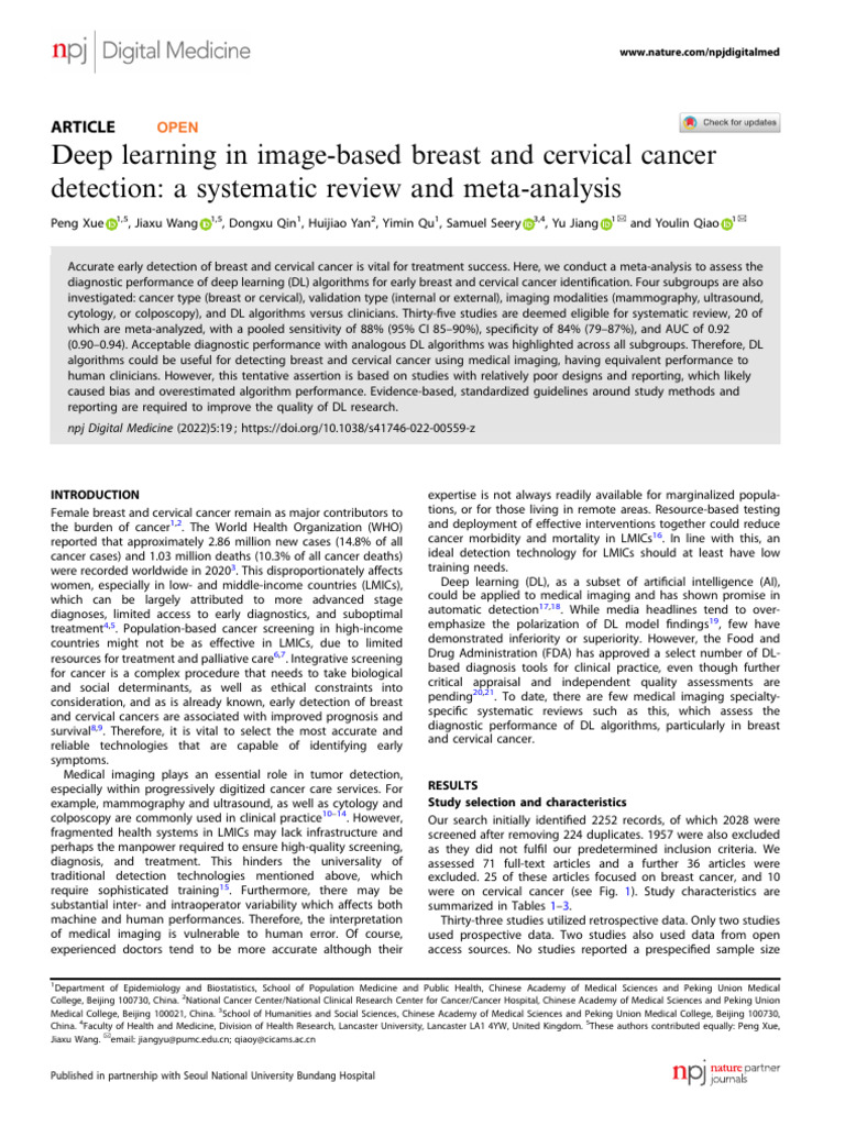 Deep Learning for Cancer Detection | PDF | Cancer | Screening (Medicine)