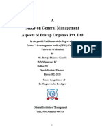 A Study On General Management Aspects of Pratap Organics PVT LTD