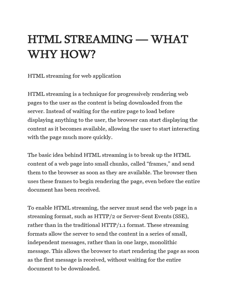HTML STREAMING | PDF | Networking | Internet & Web