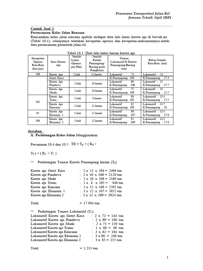 Perencanaan Kelas dan Geometri Jalan Rel | PDF | Sains & Matematika ...