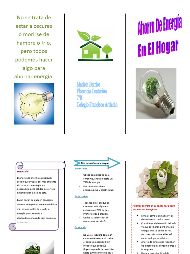 Triptico Ahorro Energetico | Descargar gratis PDF | Uso eficiente de ...