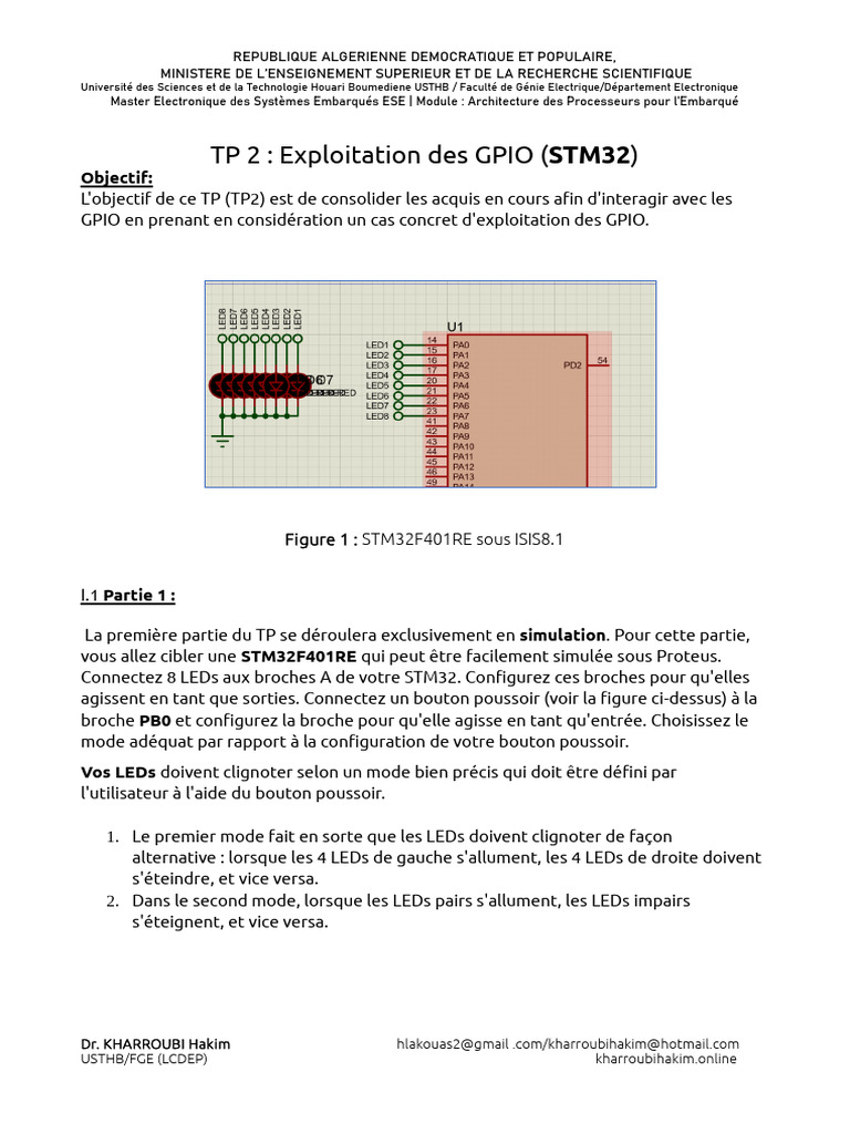 TP GPIO et Afficheur STM32 Embarqué | PDF | Ingénierie informatique ...