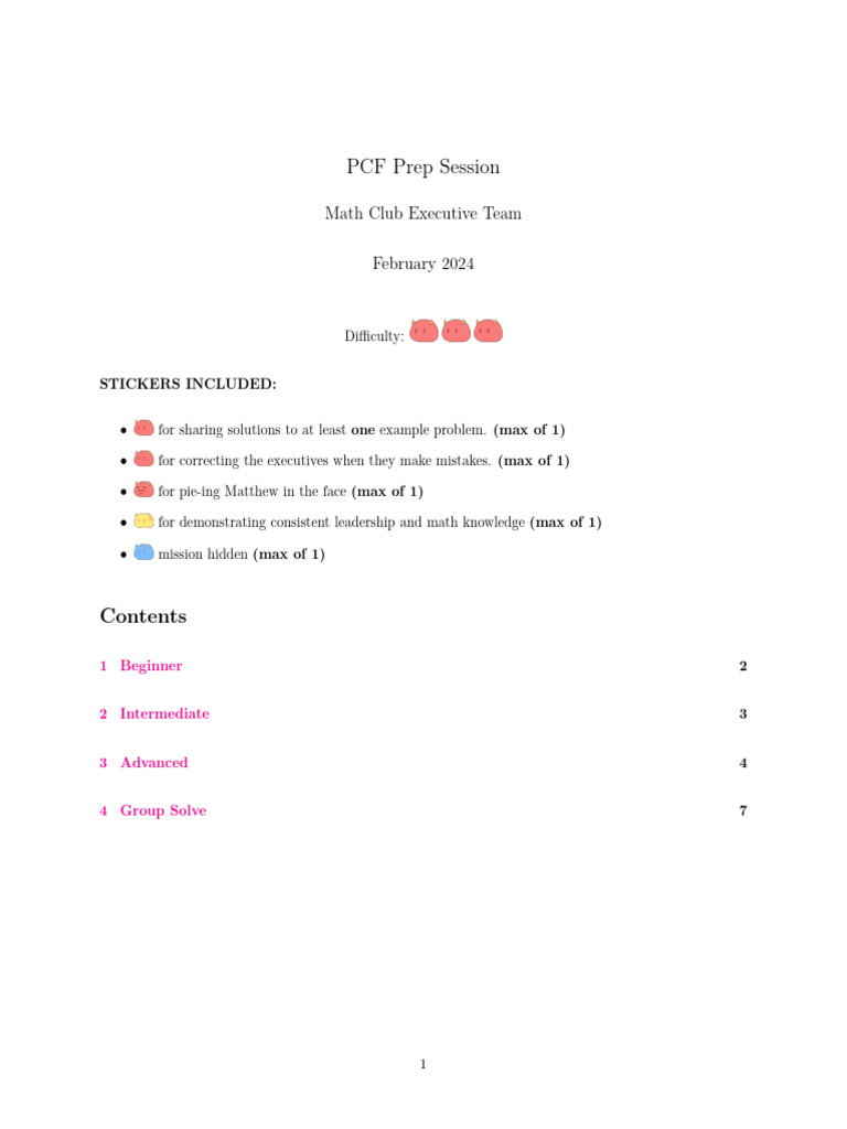 PCF Math Club Prep Session Guide | PDF | Factorization | Prime Number