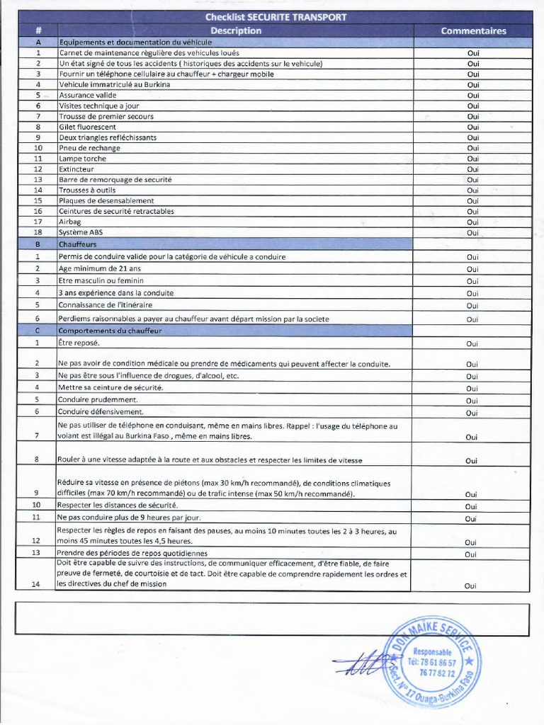 Check List Rempli Et Signé | PDF