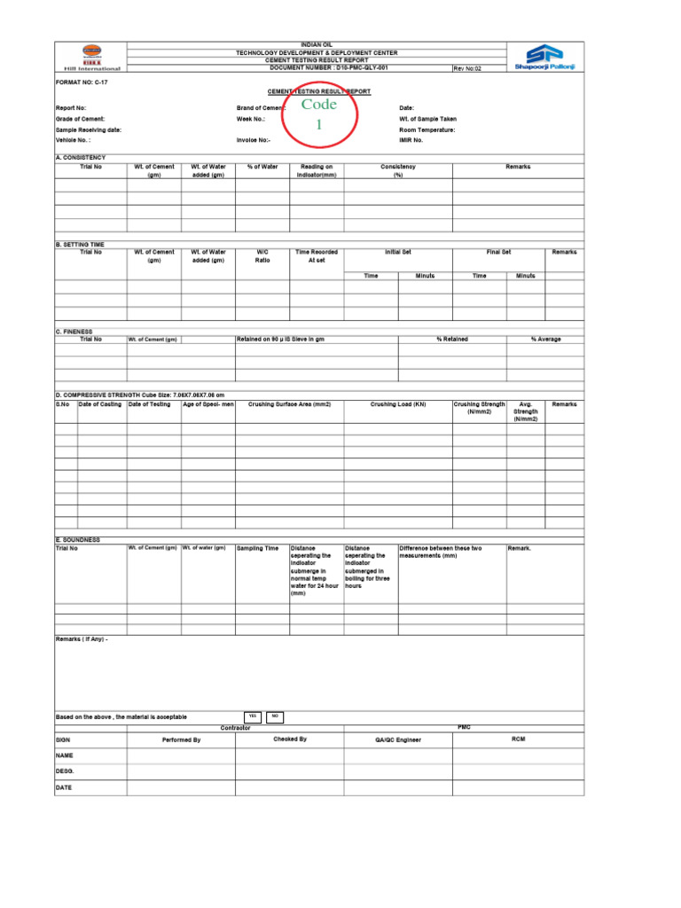 Cement Testing Result Report | PDF | Civil Engineering | Building ...