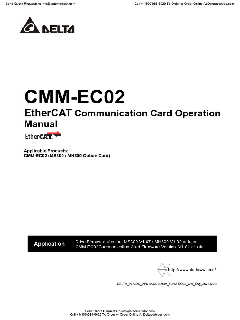 Delta CMM EC02 EtherCAT Comm Card Operation Manual | PDF | Electrical ...