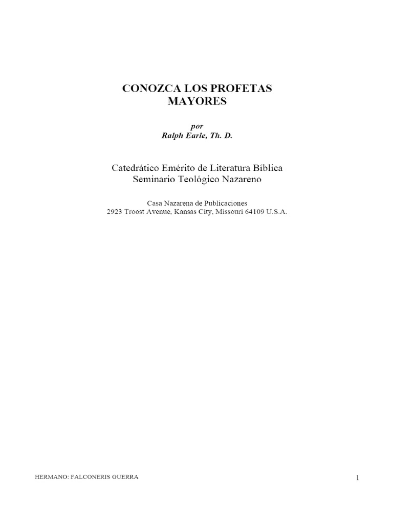 Conozca Los Profetas Mayores Pdf 043357 073523 074237 Pdf