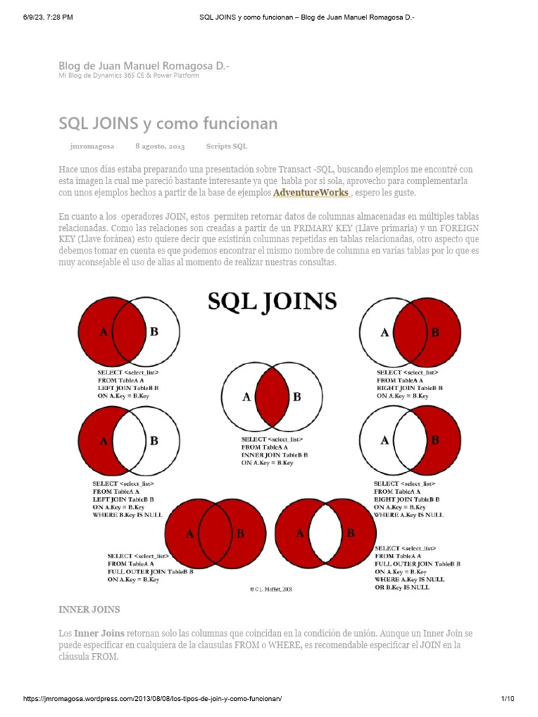 Cómo funcionan los SQL JOINS | PDF | SQL | Ignorancia
