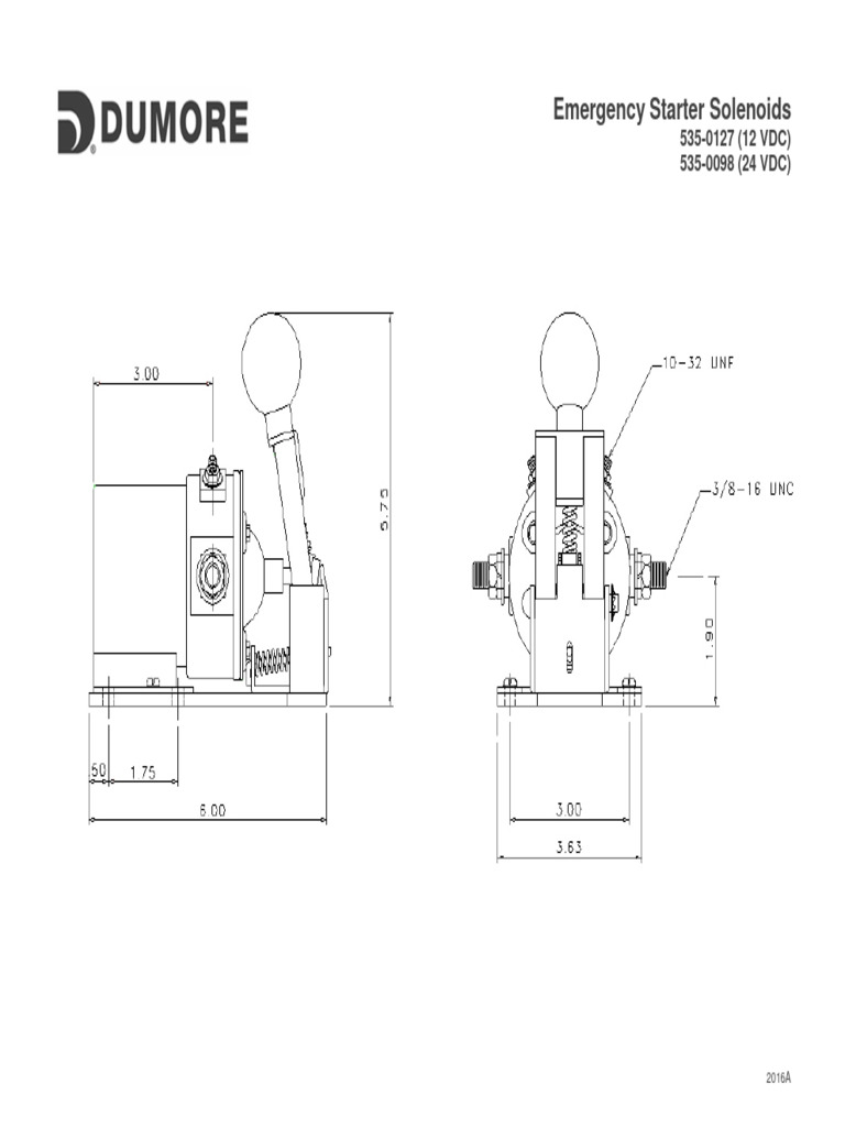 Emergency Starter Solenoids 535-0098 (24 VDC) | PDF