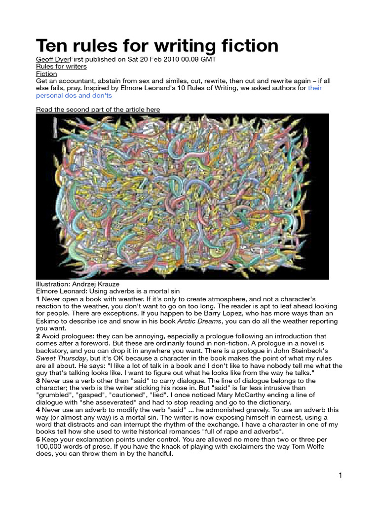 Ten Rules For Writing Fiction Pdf Books