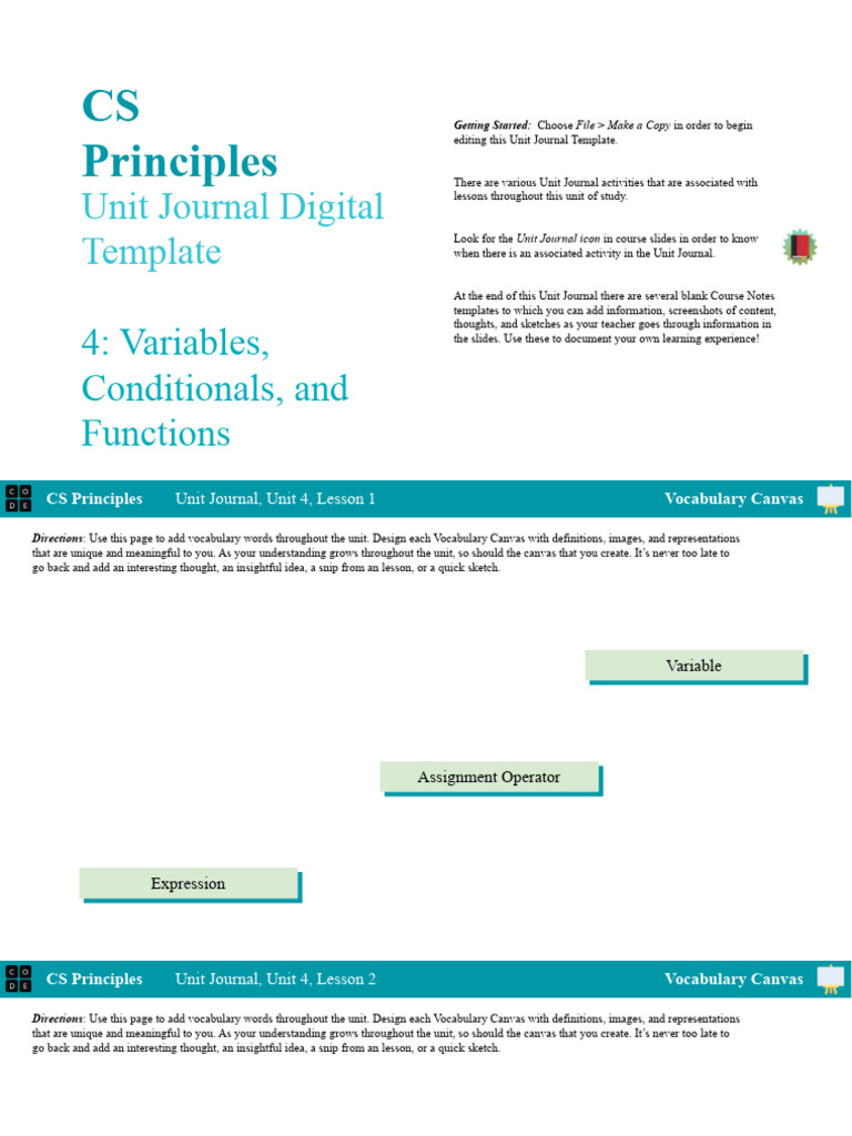 Unit journal 4 templates pdf boolean data type vocabulary