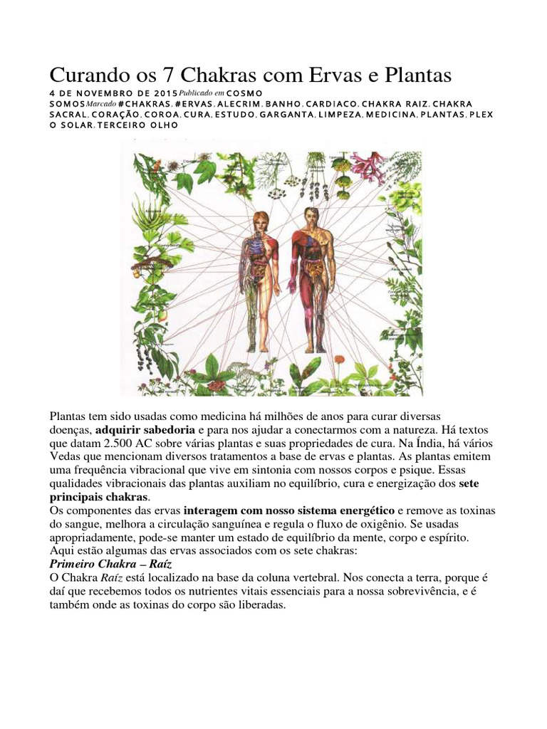 Curando Os 7 Chakras Com Ervas e Plantas | PDF | Chacra | Corpo humano