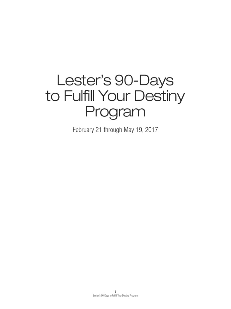 Carte lester 90 days to fulfill your destiny pdf thought feeling