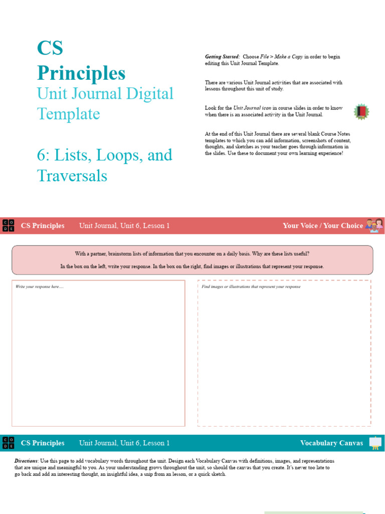 Unit Journal 6 Templates | PDF | Control Flow | Vocabulary