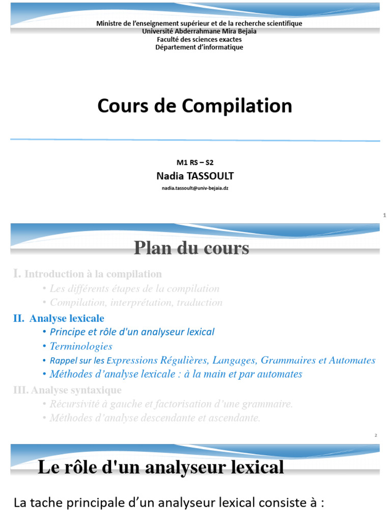 Analyse lexicale en compilation | PDF | Analyse syntaxique | Grammaire