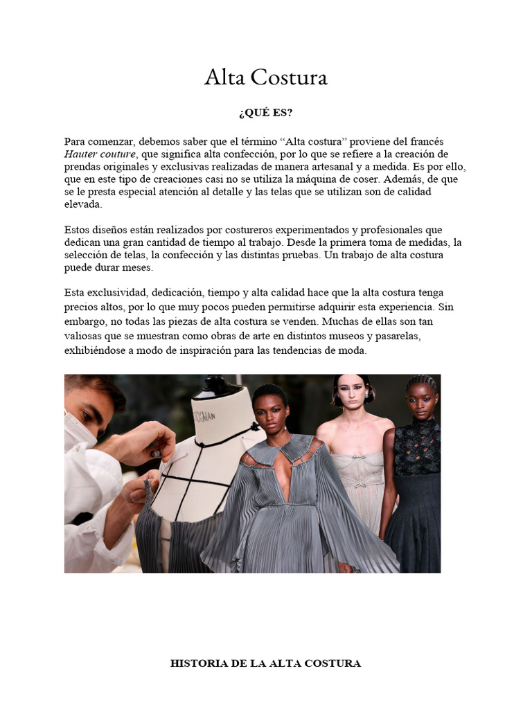 Definición y Historia de Alta Costura | PDF | Moda | Ropa