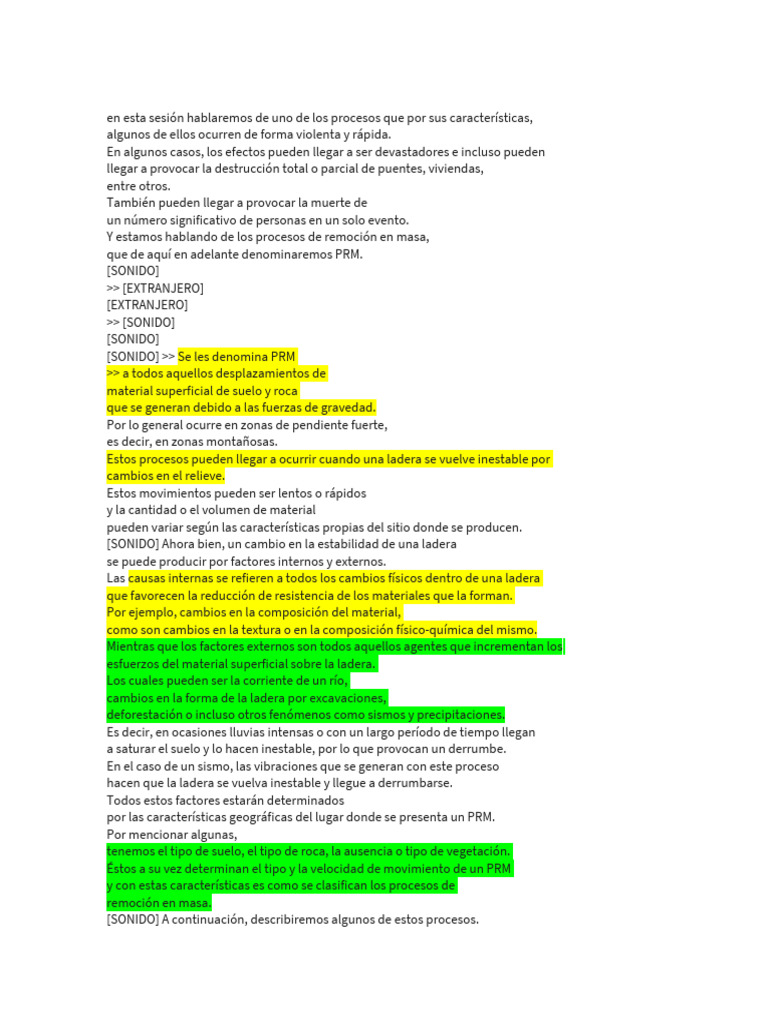 Procesos de Remoción en Masa: Peligros y Prevención | PDF | Suelo ...