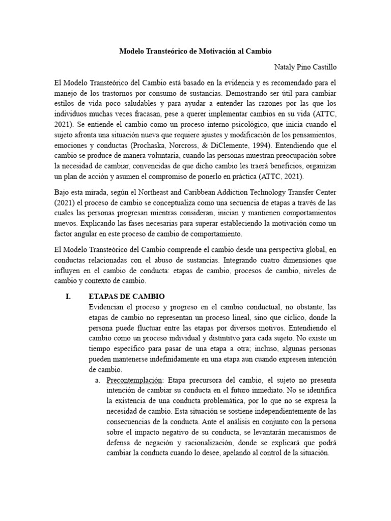 Modelo Transteórico del Cambio en Adicciones | PDF | Comportamiento ...