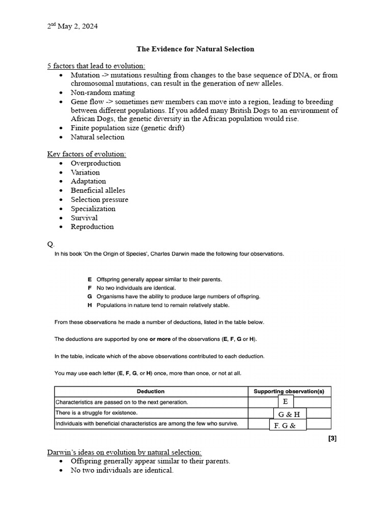 Evidence for Natural Selection Explained | PDF | Genetic Diversity ...