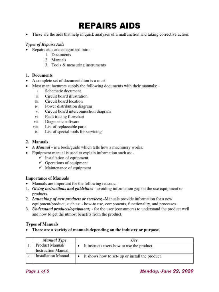 Essential Repair Aids and Manuals | PDF | Electrical Engineering ...
