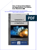 Textbook Computation of Generalized Matrix Inverses and Applications 1St Edition Ivan Stanimirovic Ebook All Chapter PDF