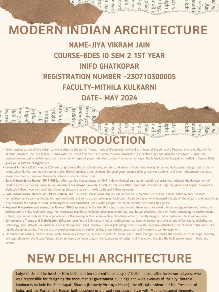MODERN INDIAN ARCHITECTURE | PDF | New Delhi | Architectural Styles