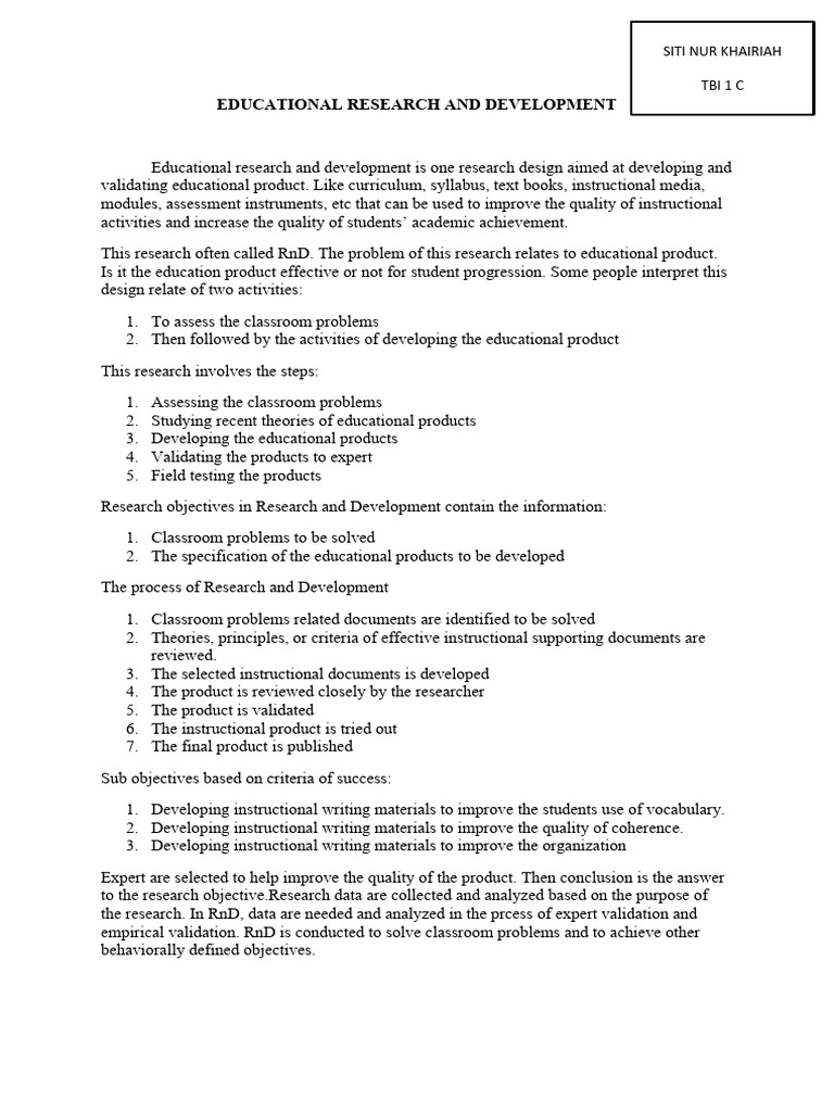 Educational Research and Development Guide | PDF | Cognition | Learning