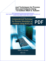 Download textbook Computational Techniques For Process Simulation And Analysis Using Matlab 1St Edition Niket S Kaisare ebook all chapter pdf 