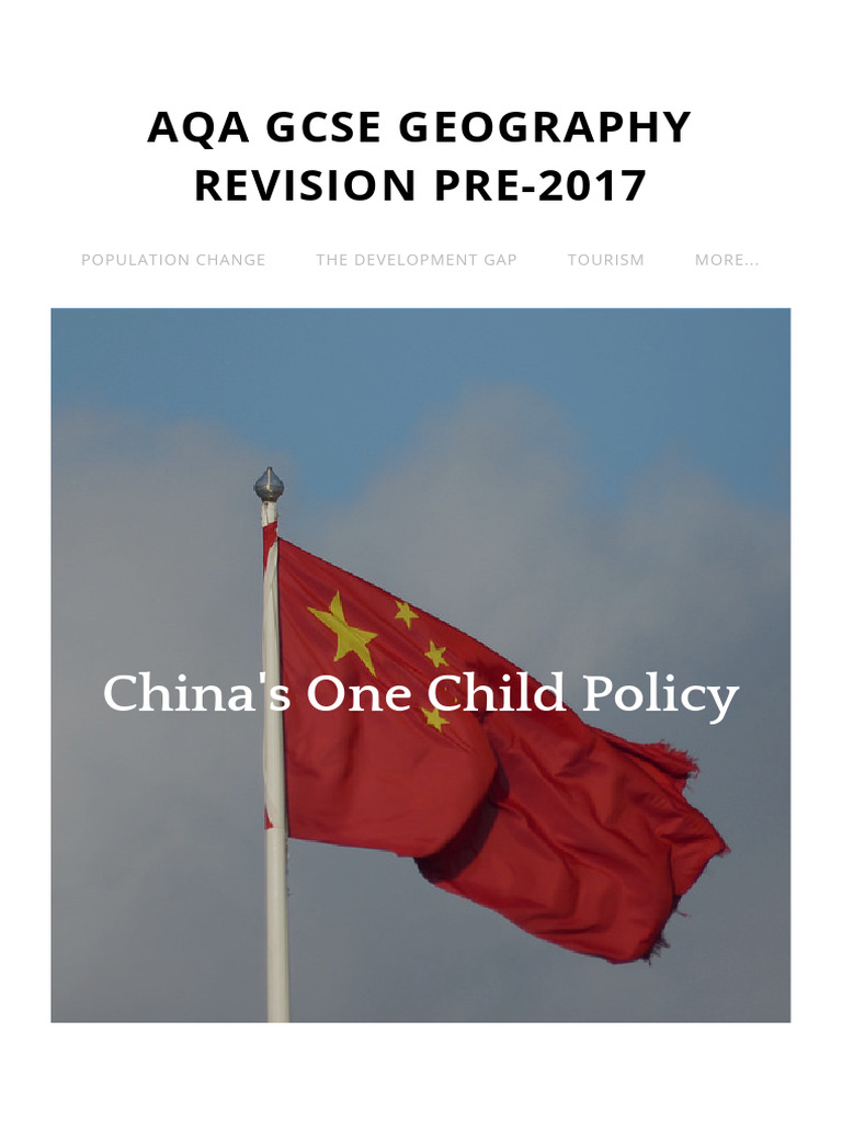 China's One Child Policy Case Study AQA GCSE GEOGRAPHY REVISION PRE