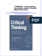 Download pdf Critical Thinking Understanding And Evaluating Dental Research Donald Maxwell Brunette ebook full chapter 