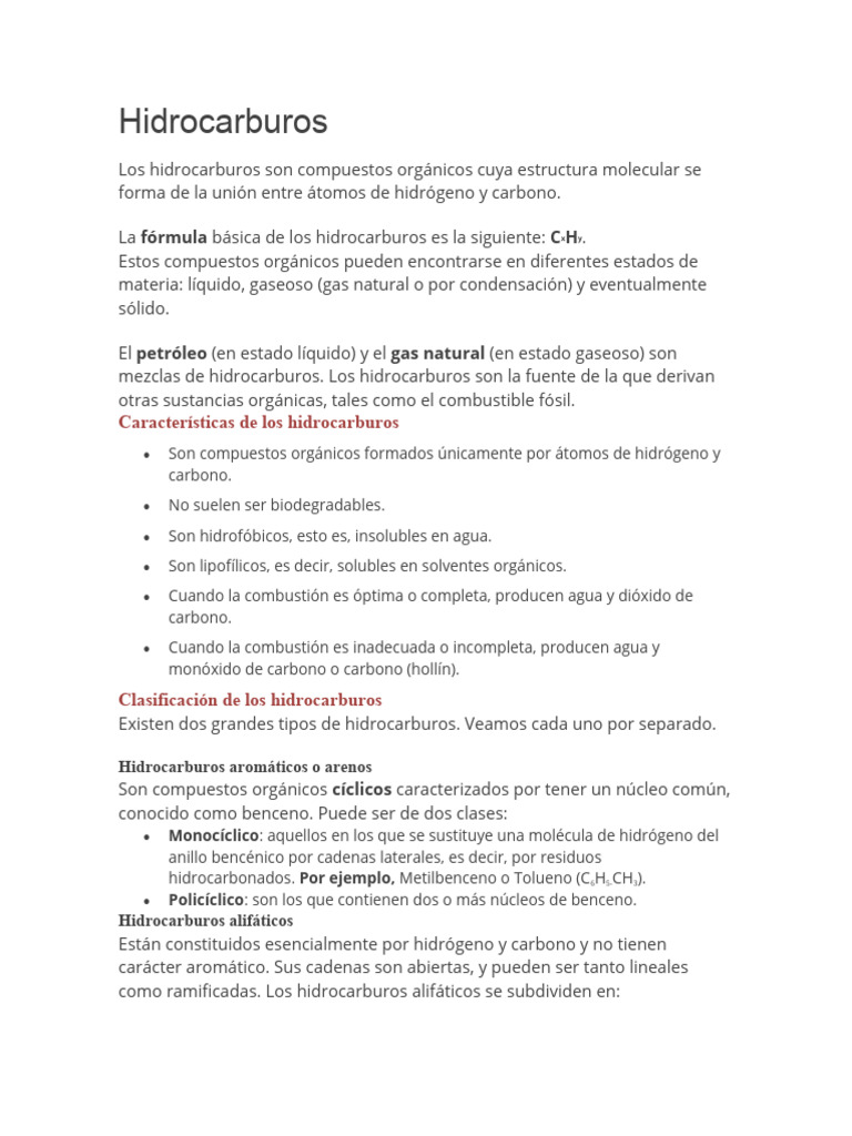 Estructura de los Hidrocarburos | PDF | Hidrocarburos | Alcano