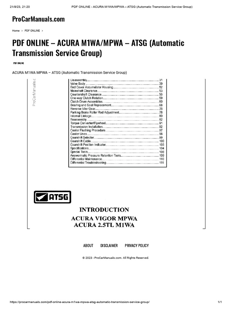 PDF ONLINE - ACURA M1WA - MPWA - ATSG (Automatic Transmission Service ...