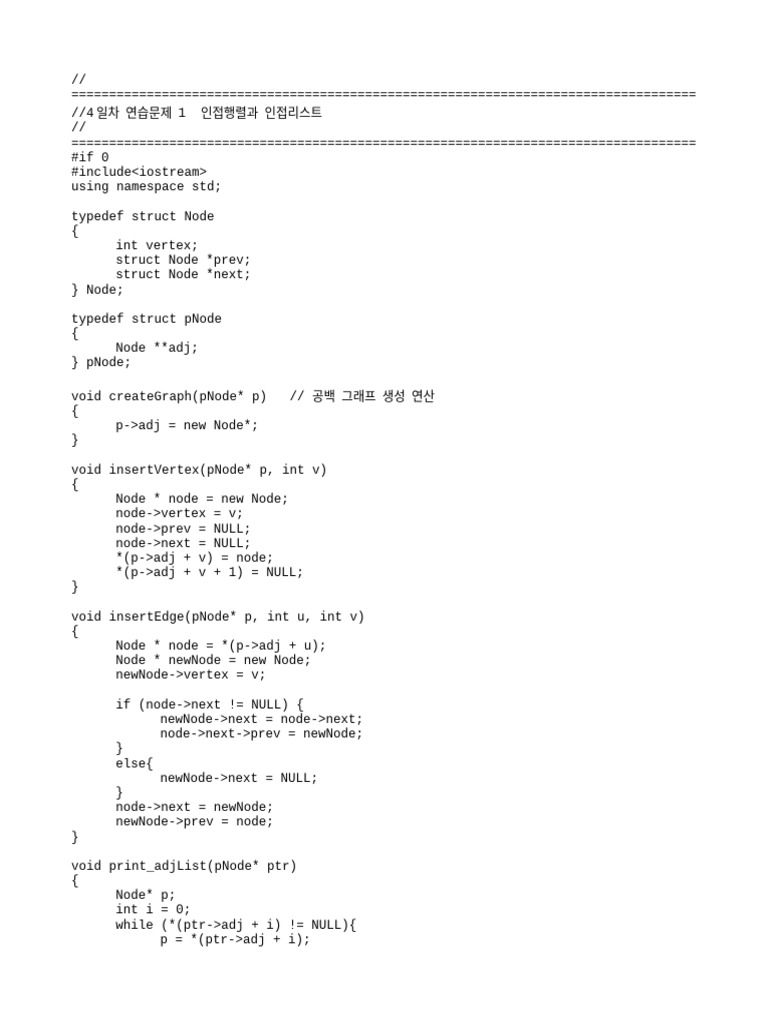 Exercise1401Graph Matrix Adj Download Free PDF C++ Combinatorics