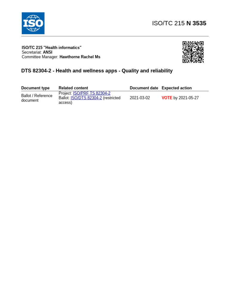 ISO-TC215 82304-2-Health and Wellness Apps - Quality and Reliability ...