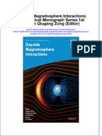 PDF Dayside Magnetosphere Interactions Geophysical Monograph Series 1St Edition Qiugang Zong Editor Ebook Full Chapter