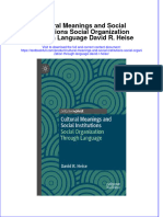 Download textbook Cultural Meanings And Social Institutions Social Organization Through Language David R Heise ebook all chapter pdf 