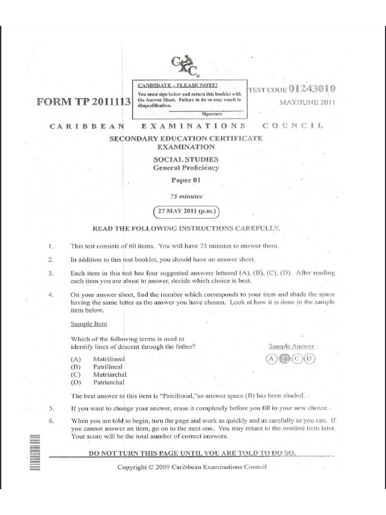 Csec Social Studies Paper 2 2023