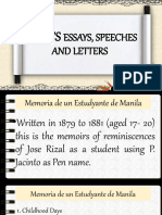 Rizals Essays Speeches and Letters