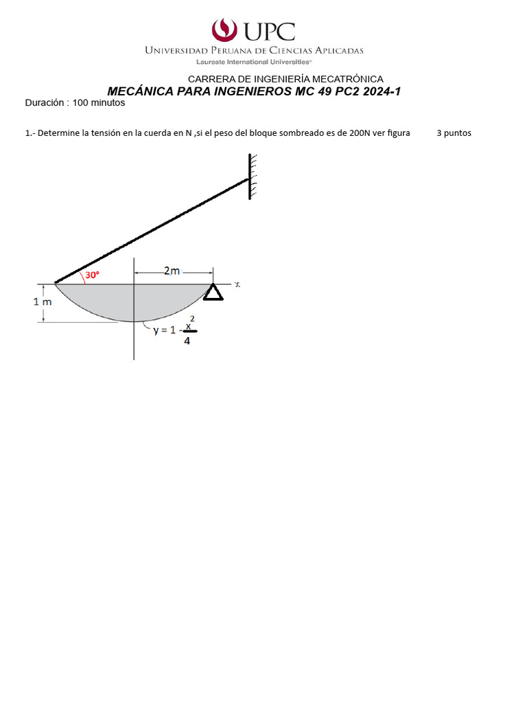 Examen de Mecánica para Ingeniería Mecatrónica | PDF